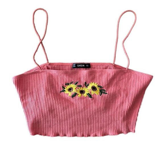 SHEIN Floral Embroidered Crop Cami Top Large - Picture 1 of 16